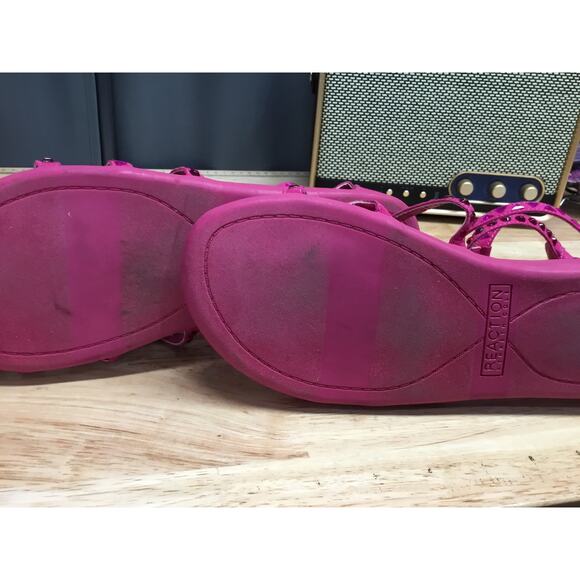 Kenneth Cole Reaction Slim Jewel Gladiator Flats Sandals Women's 8.5 Pink Zipper - Picture 5 of 7